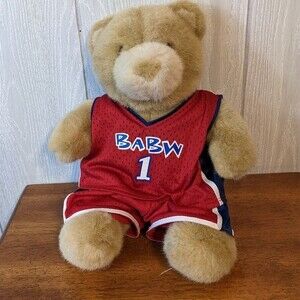 VTG Build A Bear Brown Bear Red Basketball Uniform EUC